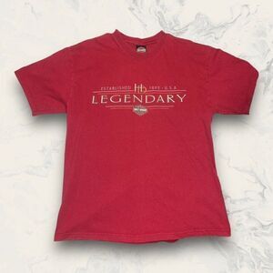 Harley Davidson Legendary Red Short Sleeve T Shirt Clinton, Iowa Men Size Large